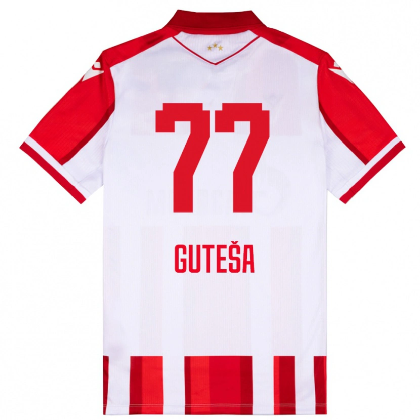Danxen Enfant Maillot Ivan Guteša #77 Rouge Blanc Tenues Domicile 2025/26 T-Shirt