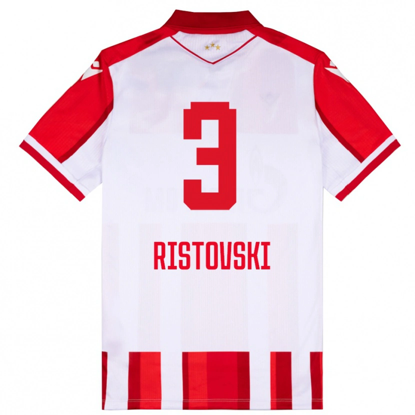 Danxen Enfant Maillot Gorazd Ristovski #3 Rouge Blanc Tenues Domicile 2025/26 T-Shirt