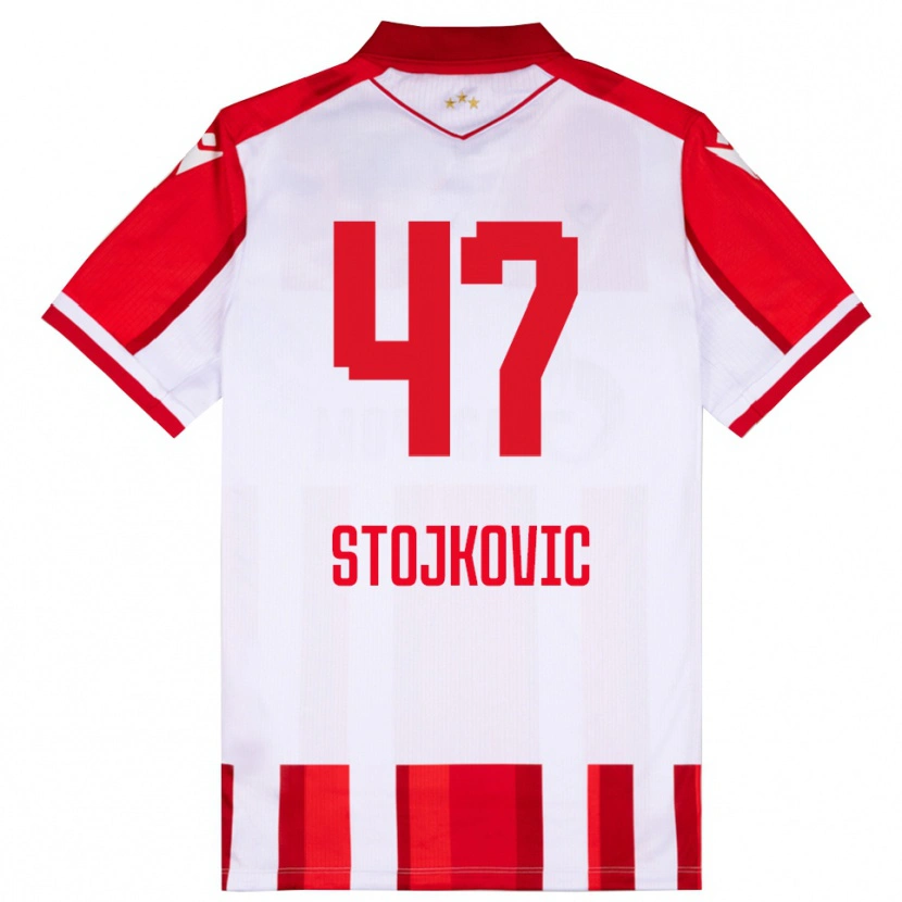 Danxen Enfant Maillot Strahinja Stojkovic #47 Rouge Blanc Tenues Domicile 2025/26 T-Shirt