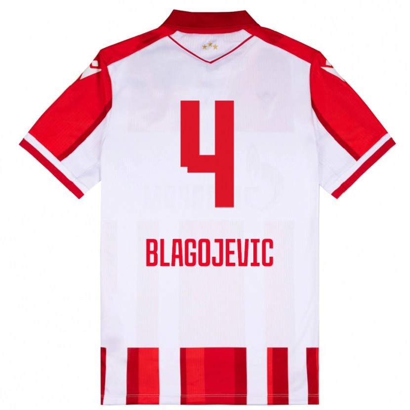 Danxen Enfant Maillot Niksa Blagojevic #4 Rouge Blanc Tenues Domicile 2025/26 T-Shirt