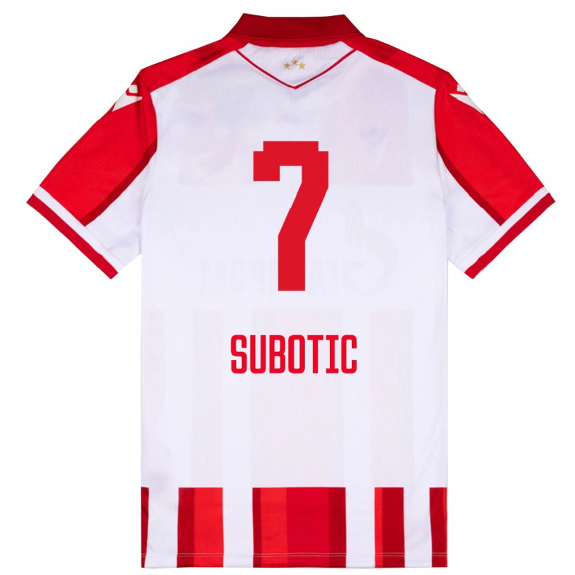 Danxen Enfant Maillot Vasilije Subotic #7 Rouge Blanc Tenues Domicile 2025/26 T-Shirt