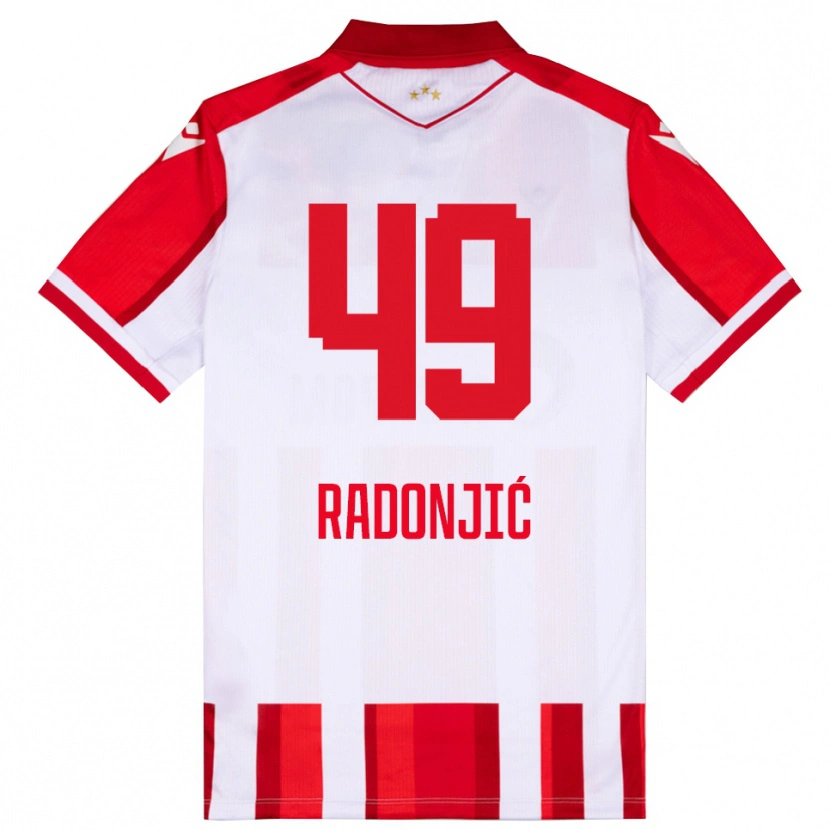 Danxen Enfant Maillot Nemanja Radonjić #49 Rouge Blanc Tenues Domicile 2025/26 T-Shirt