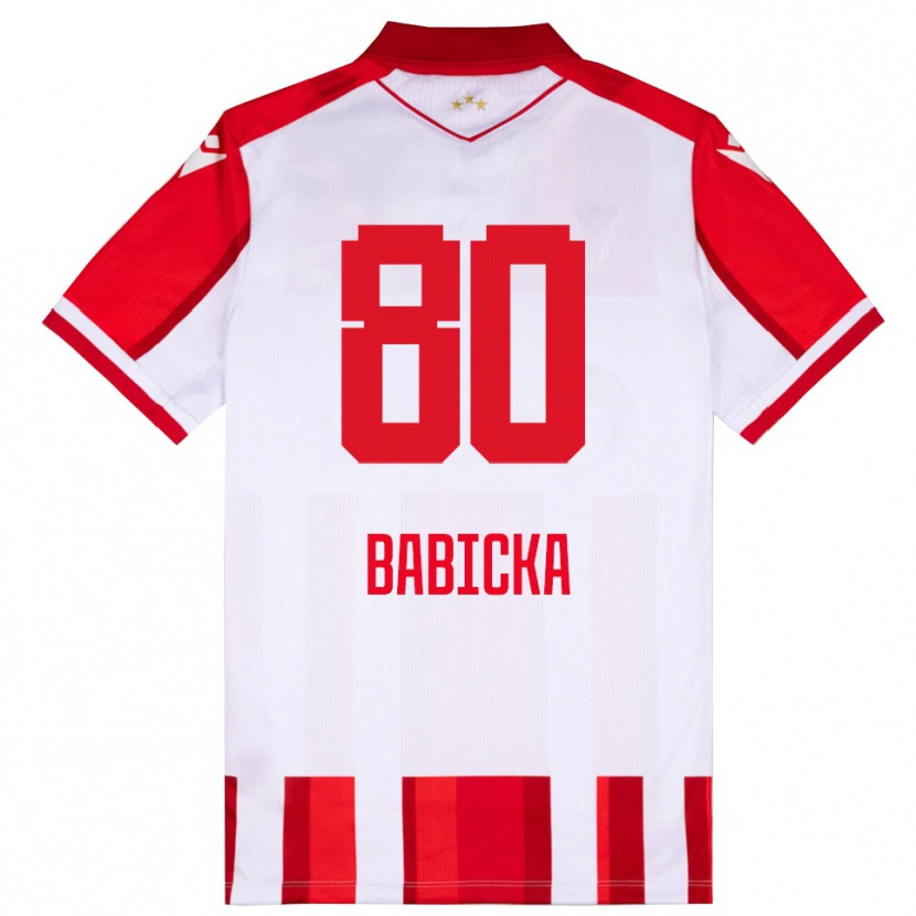 Danxen Enfant Maillot Shavy Babicka #80 Rouge Blanc Tenues Domicile 2025/26 T-Shirt