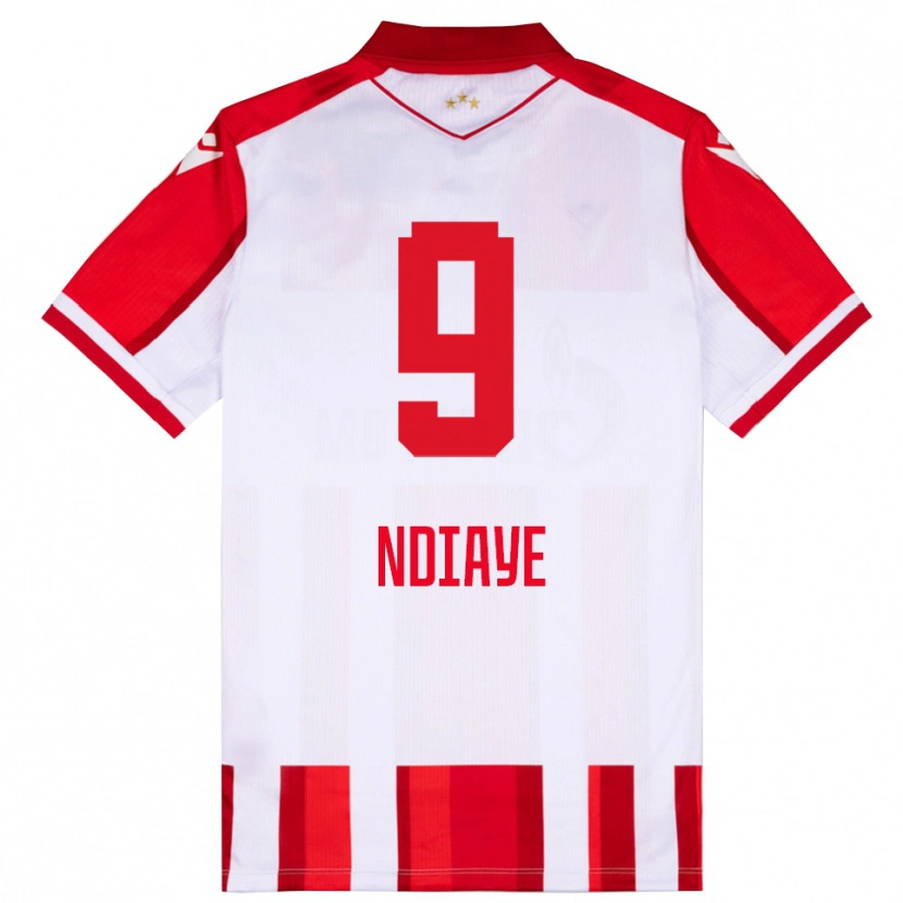 Danxen Enfant Maillot Cherif Ndiaye #9 Rouge Blanc Tenues Domicile 2025/26 T-Shirt