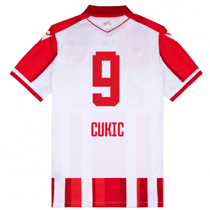 Danxen Enfant Maillot Vesko Cukic #9 Rouge Blanc Tenues Domicile 2025/26 T-Shirt