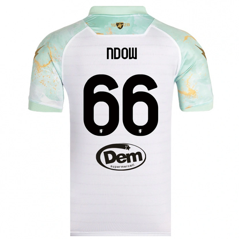 Danxen Enfant Maillot Abdoulie Ndow #66 Blanc Noir Tenues Extérieur 2025/26 T-Shirt
