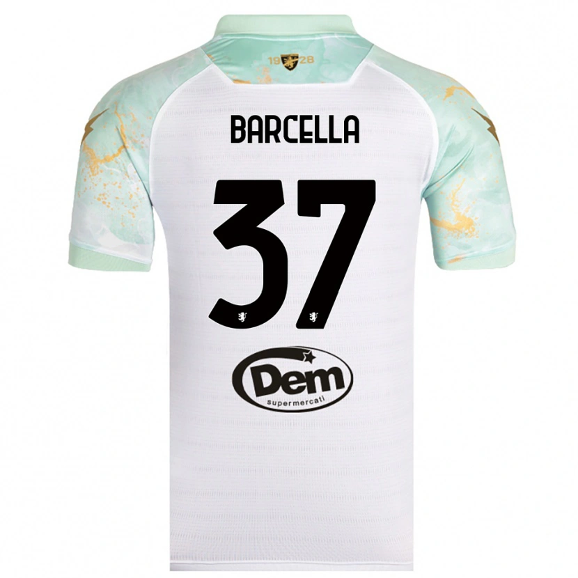 Danxen Enfant Maillot Kevin Barcella #37 Blanc Noir Tenues Extérieur 2025/26 T-Shirt