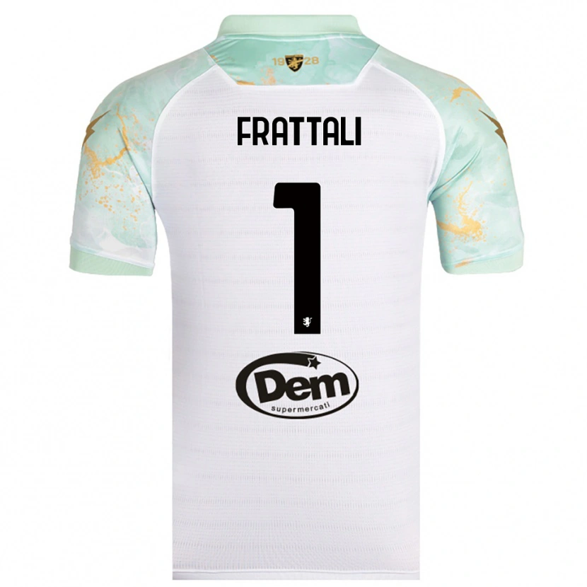 Danxen Enfant Maillot Pierluigi Frattali #1 Blanc Noir Tenues Extérieur 2025/26 T-Shirt