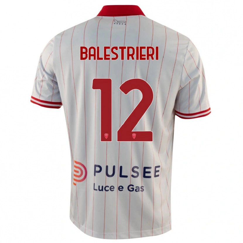 Danxen Enfant Maillot Alessandro Balestrieri #12 Blanc Rouge Bleu Tenues Extérieur 2025/26 T-Shirt