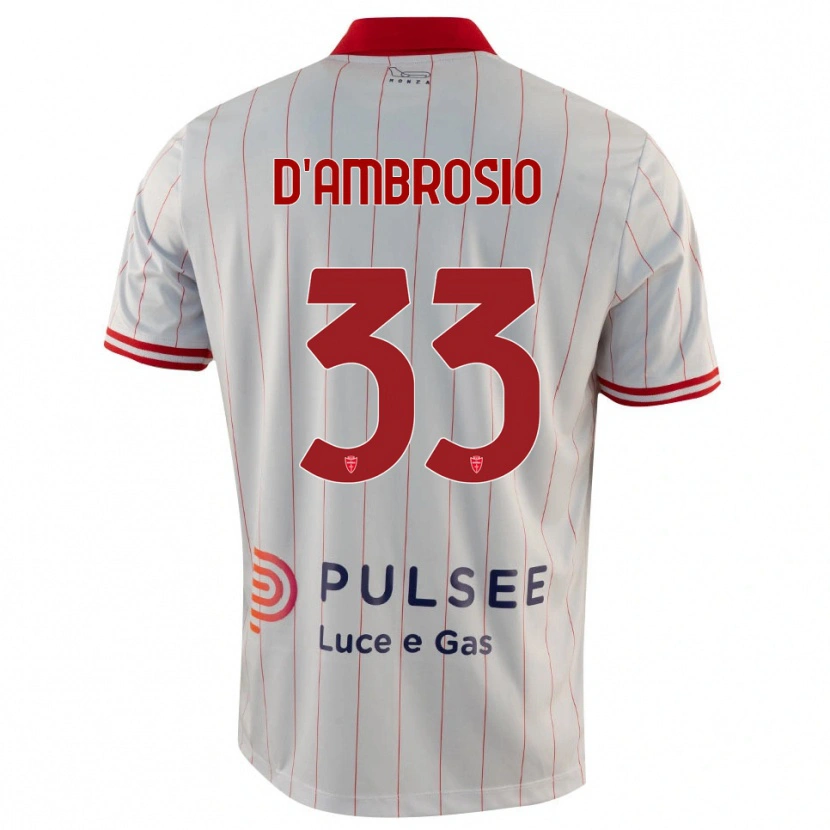 Danxen Enfant Maillot Danilo D'ambrosio #33 Blanc Rouge Bleu Tenues Extérieur 2025/26 T-Shirt
