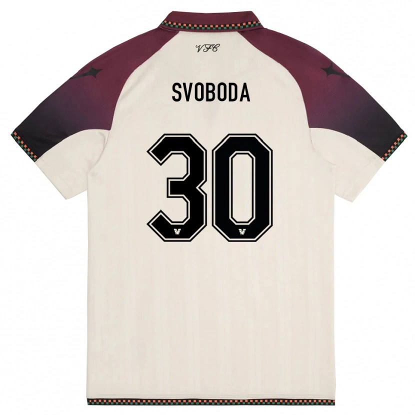 Danxen Enfant Maillot Michael Svoboda #30 Crème Bordeaux Tenues Extérieur 2025/26 T-Shirt