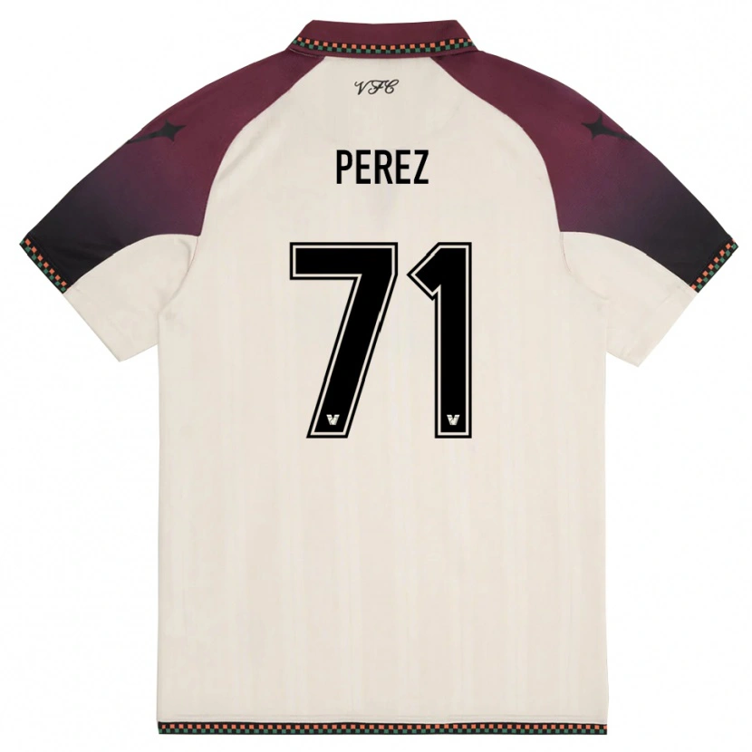 Danxen Enfant Maillot Kike Pérez #71 Crème Bordeaux Tenues Extérieur 2025/26 T-Shirt
