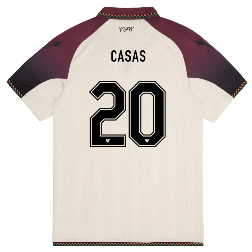 Danxen Enfant Maillot Antonio Casas #20 Crème Bordeaux Tenues Extérieur 2025/26 T-Shirt