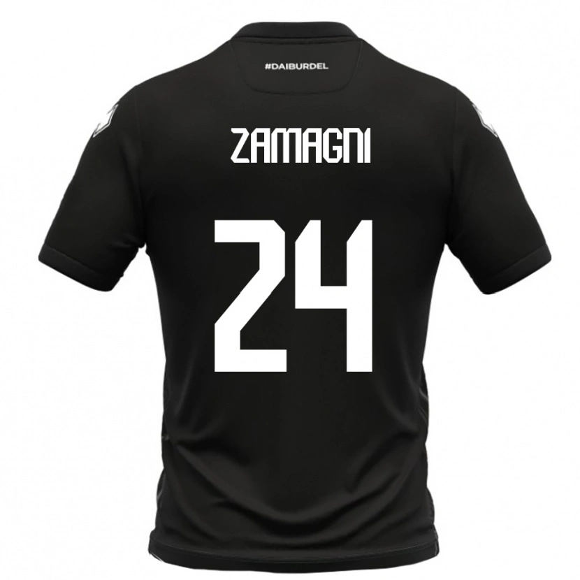 Danxen Enfant Maillot Davide Zamagni #24 Noir Blanc Tenues Extérieur 2025/26 T-Shirt
