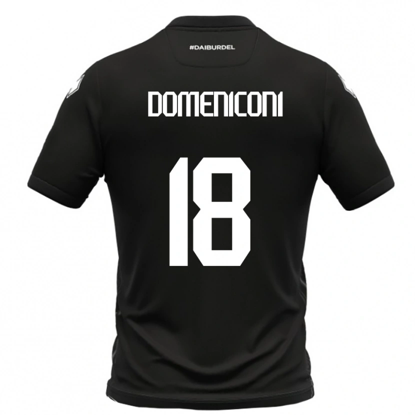 Danxen Enfant Maillot Riccardo Domeniconi #18 Noir Blanc Tenues Extérieur 2025/26 T-Shirt