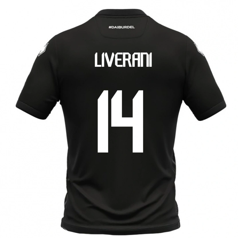 Danxen Enfant Maillot Vittorio Liverani #14 Noir Blanc Tenues Extérieur 2025/26 T-Shirt