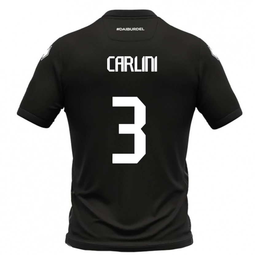 Danxen Enfant Maillot Alessandro Carlini #3 Noir Blanc Tenues Extérieur 2025/26 T-Shirt
