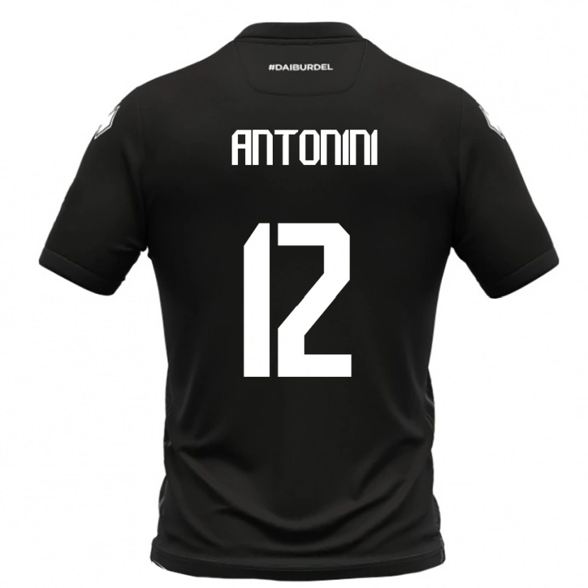 Danxen Enfant Maillot Francesco Antonini #12 Noir Blanc Tenues Extérieur 2025/26 T-Shirt