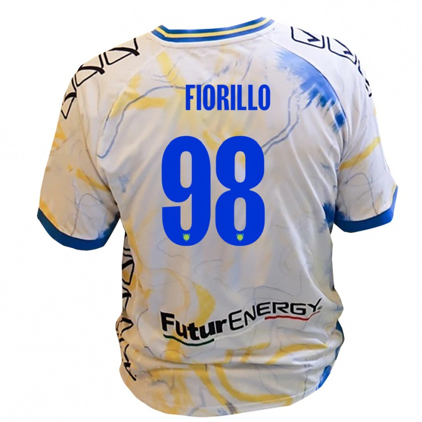 Danxen Enfant Maillot Vincenzo Fiorillo #98 Blanc Jaune Bleu Tenues Extérieur 2025/26 T-Shirt