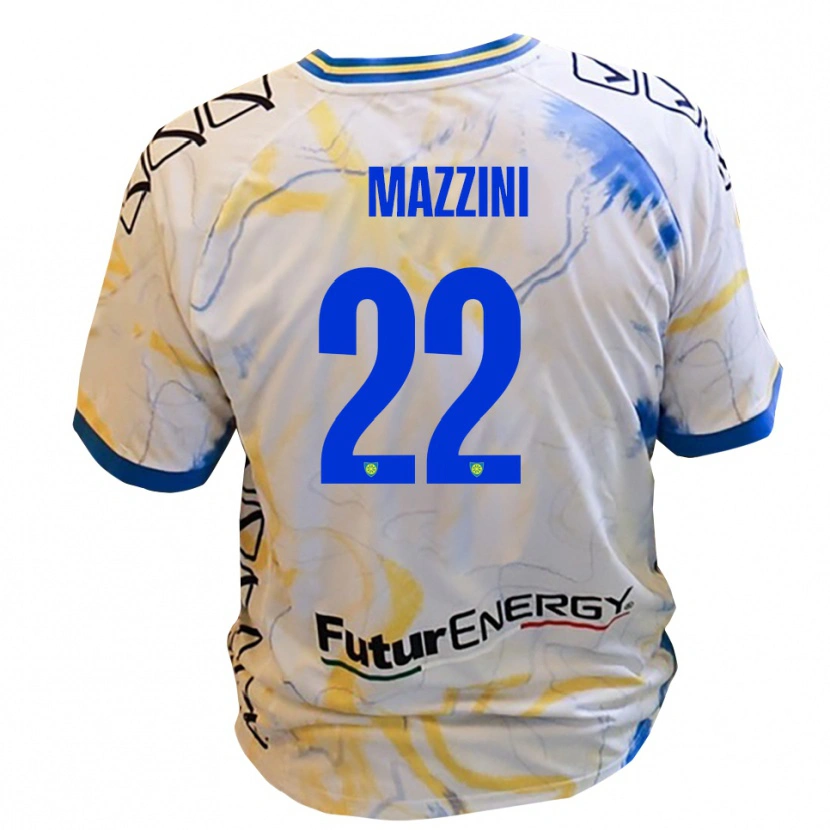 Danxen Enfant Maillot Stefano Mazzini #22 Blanc Jaune Bleu Tenues Extérieur 2025/26 T-Shirt