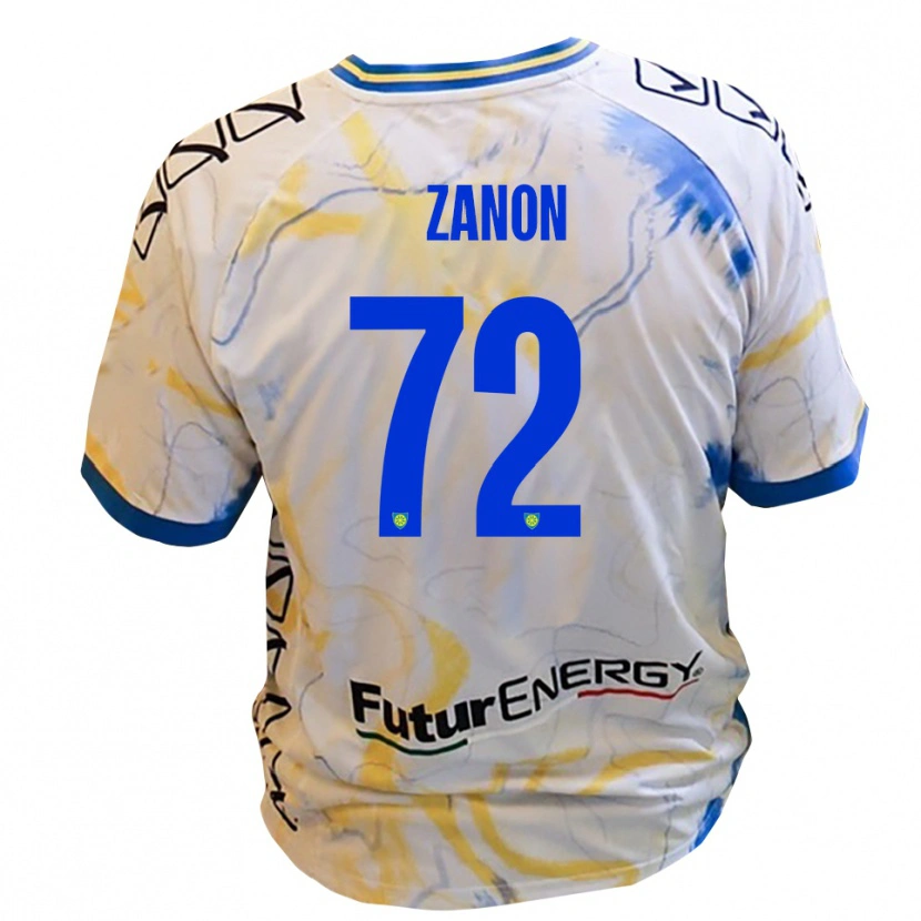 Danxen Enfant Maillot Simone Zanon #72 Blanc Jaune Bleu Tenues Extérieur 2025/26 T-Shirt
