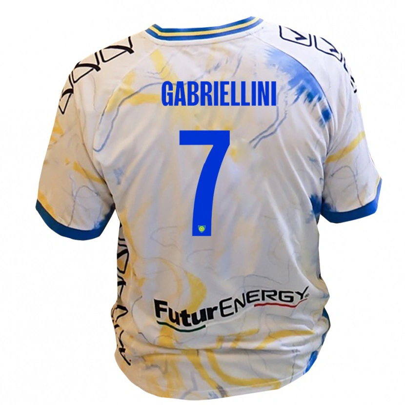 Danxen Enfant Maillot Emanuele Gabriellini #7 Blanc Jaune Bleu Tenues Extérieur 2025/26 T-Shirt