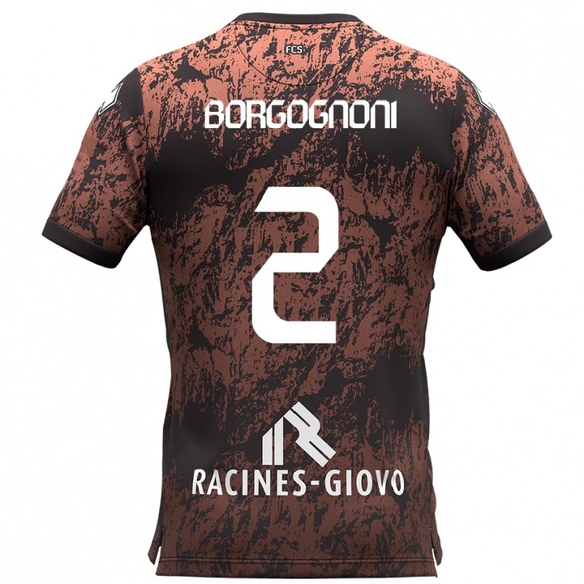 Danxen Enfant Maillot Giovanni Borgognoni #2 Marron Noir Tenues Extérieur 2025/26 T-Shirt