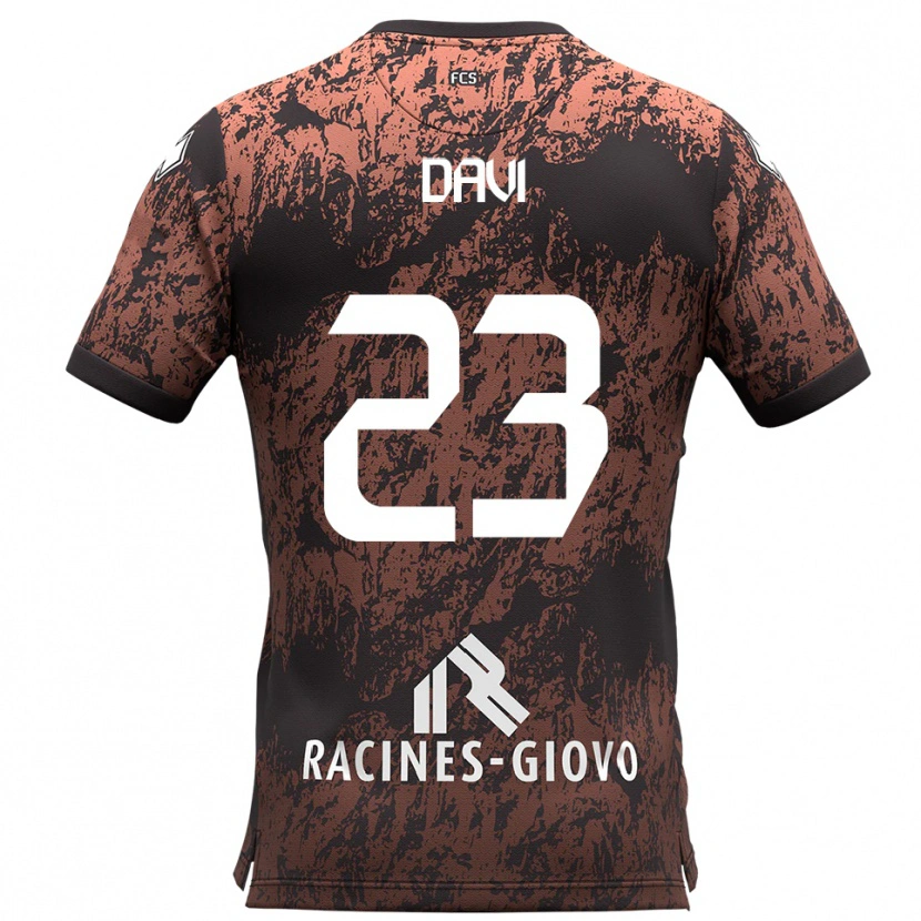 Danxen Enfant Maillot Federico Davi #23 Marron Noir Tenues Extérieur 2025/26 T-Shirt