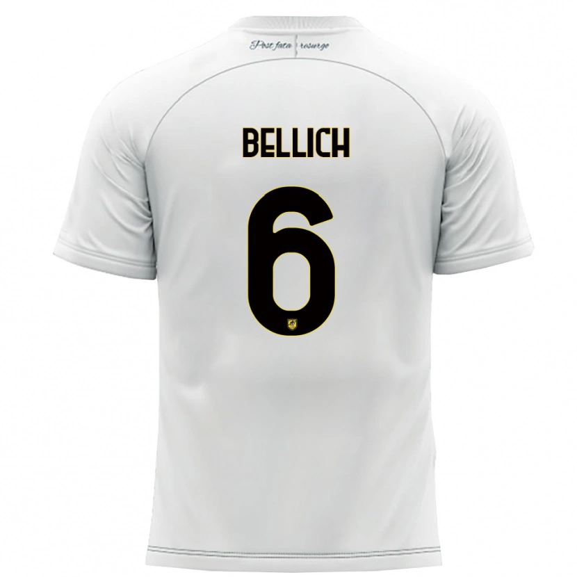 Danxen Enfant Maillot Marco Bellich #6 Blanc Jaune Tenues Extérieur 2025/26 T-Shirt
