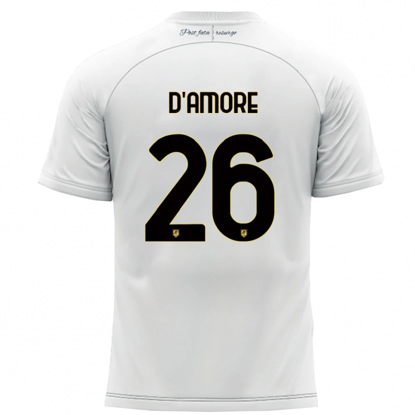 Danxen Enfant Maillot Francesco D'amore #26 Blanc Jaune Tenues Extérieur 2025/26 T-Shirt