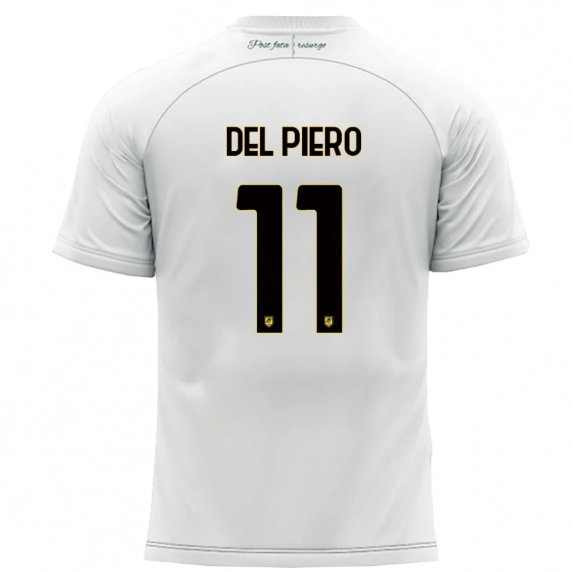 Danxen Enfant Maillot Lorenzo Del Piero #11 Blanc Jaune Tenues Extérieur 2025/26 T-Shirt