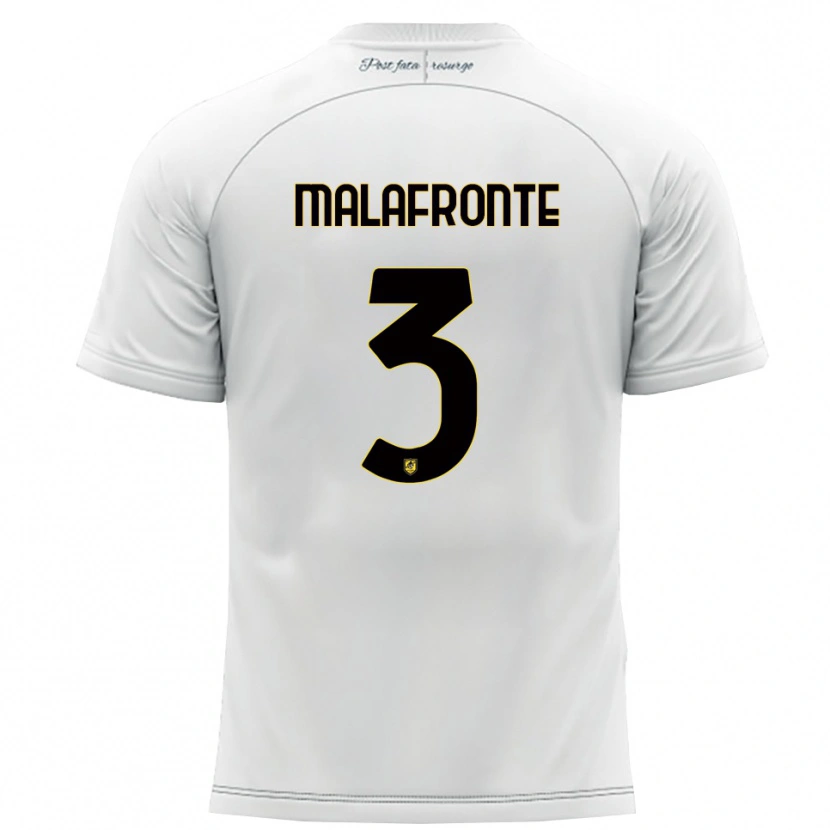 Danxen Enfant Maillot Salvatore Malafronte #3 Blanc Jaune Tenues Extérieur 2025/26 T-Shirt
