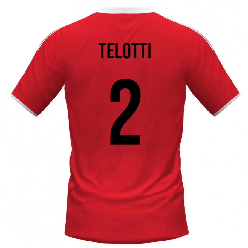 Danxen Enfant Maillot Giacomo Telotti #2 Rouge Blanc Tenues Extérieur 2025/26 T-Shirt