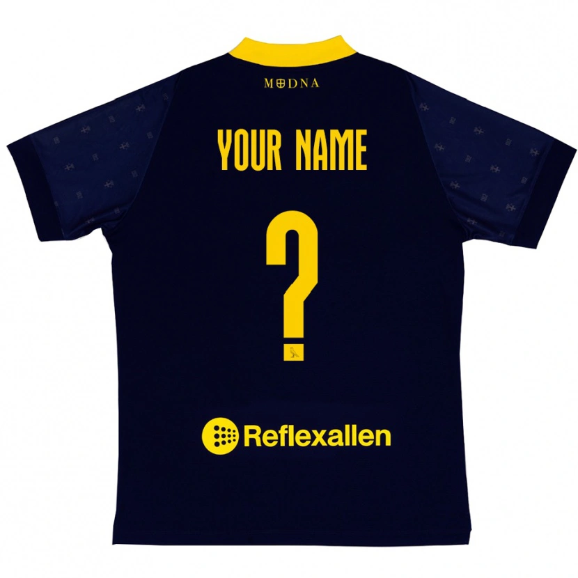 Danxen Enfant Maillot Votre Nom #0 Marine Jaune Tenues Extérieur 2025/26 T-Shirt