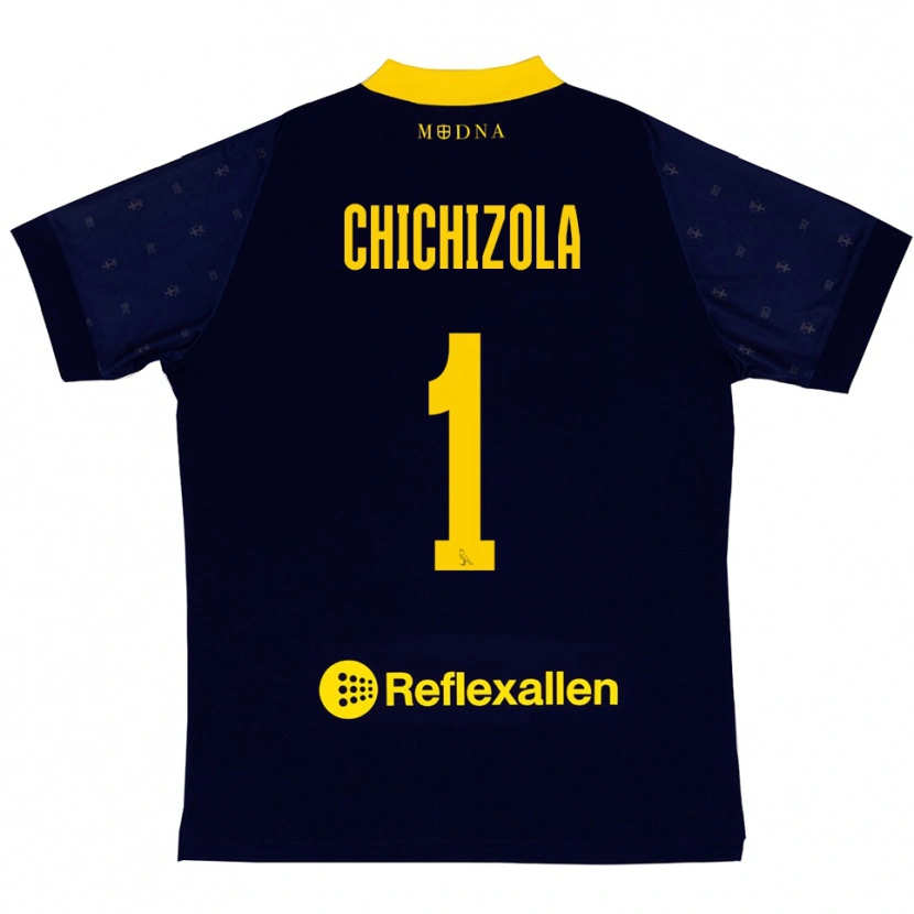 Danxen Enfant Maillot Leandro Chichizola #1 Marine Jaune Tenues Extérieur 2025/26 T-Shirt