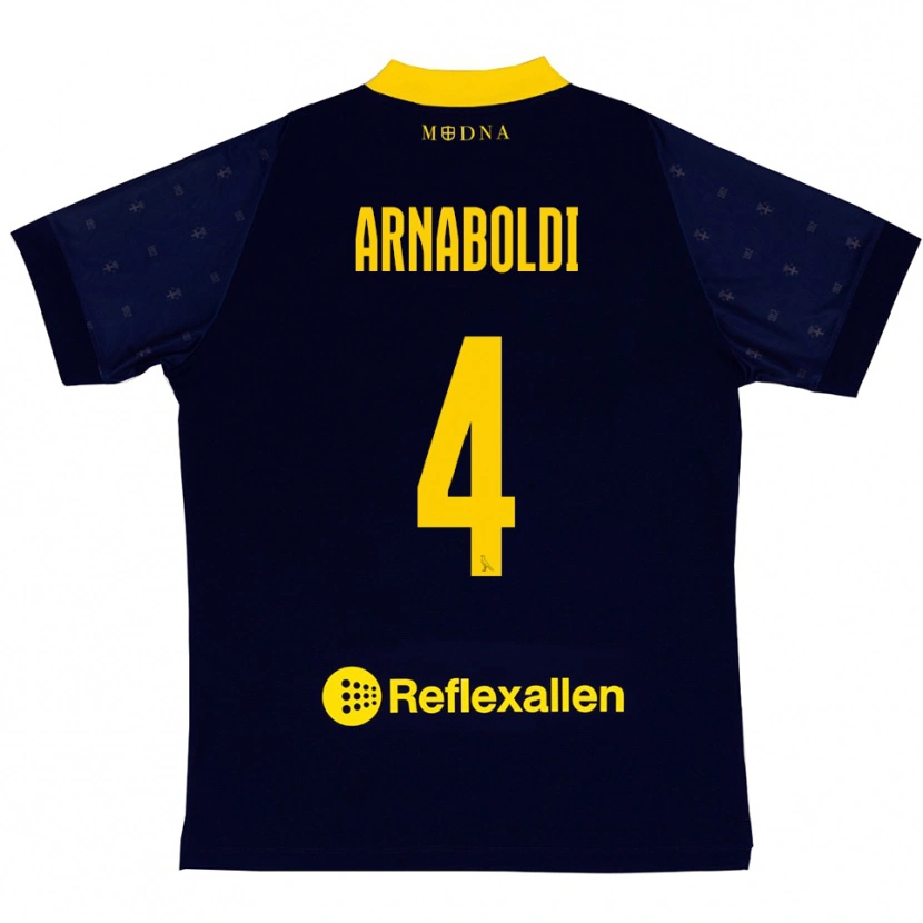 Danxen Enfant Maillot Pietro Arnaboldi #4 Marine Jaune Tenues Extérieur 2025/26 T-Shirt