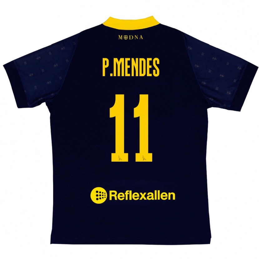 Danxen Enfant Maillot Pedro Mendes #11 Marine Jaune Tenues Extérieur 2025/26 T-Shirt