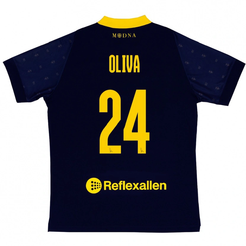 Danxen Enfant Maillot Marco Oliva #24 Marine Jaune Tenues Extérieur 2025/26 T-Shirt