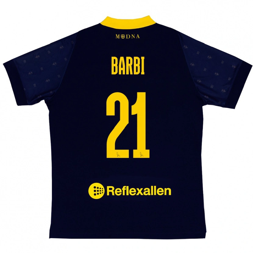 Danxen Enfant Maillot Edoardo Barbi #21 Marine Jaune Tenues Extérieur 2025/26 T-Shirt