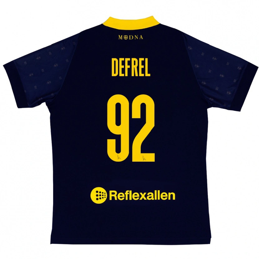 Danxen Enfant Maillot Grégoire Defrel #92 Marine Jaune Tenues Extérieur 2025/26 T-Shirt