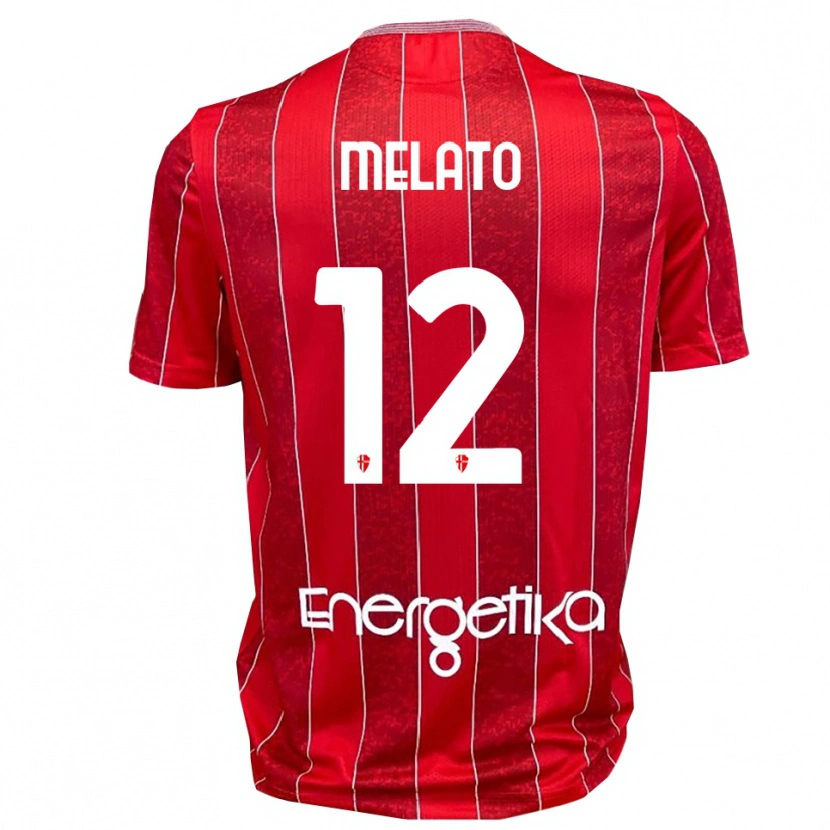 Danxen Enfant Maillot Emanuele Melato #12 Rouge Blanc Tenues Extérieur 2025/26 T-Shirt