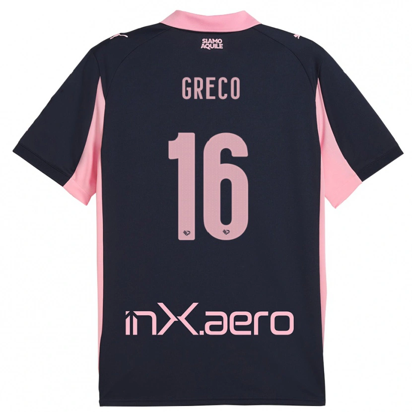 Danxen Enfant Maillot Riccardo Greco #16 Marine Rose Tenues Extérieur 2025/26 T-Shirt