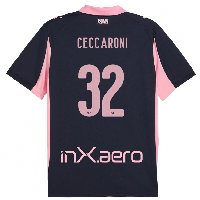 Danxen Enfant Maillot Pietro Ceccaroni #32 Marine Rose Tenues Extérieur 2025/26 T-Shirt
