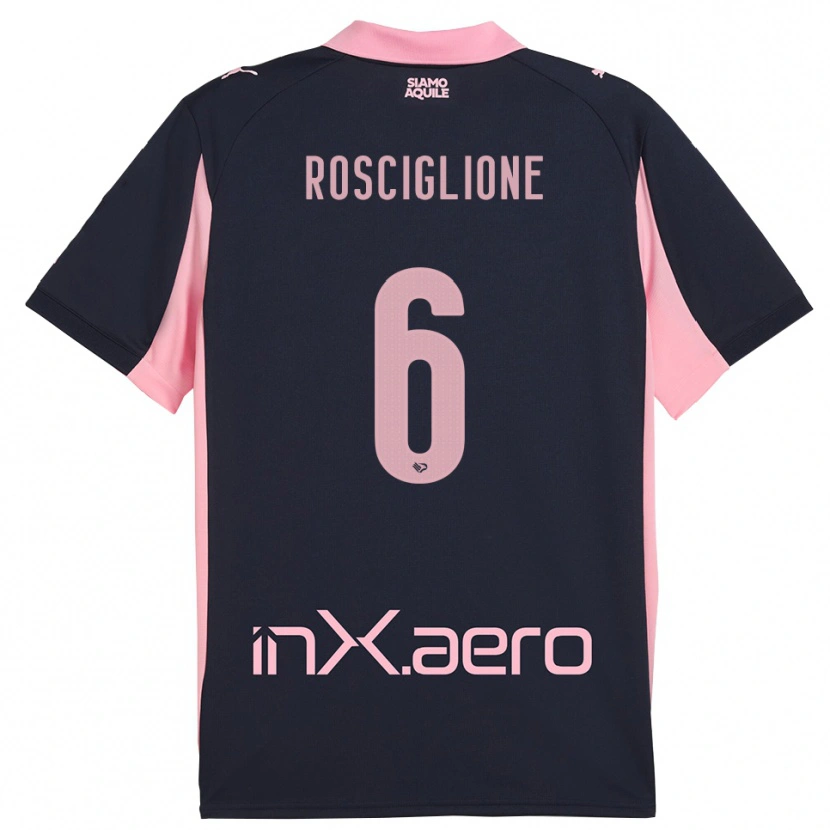 Danxen Enfant Maillot Davide Rosciglione #6 Marine Rose Tenues Extérieur 2025/26 T-Shirt