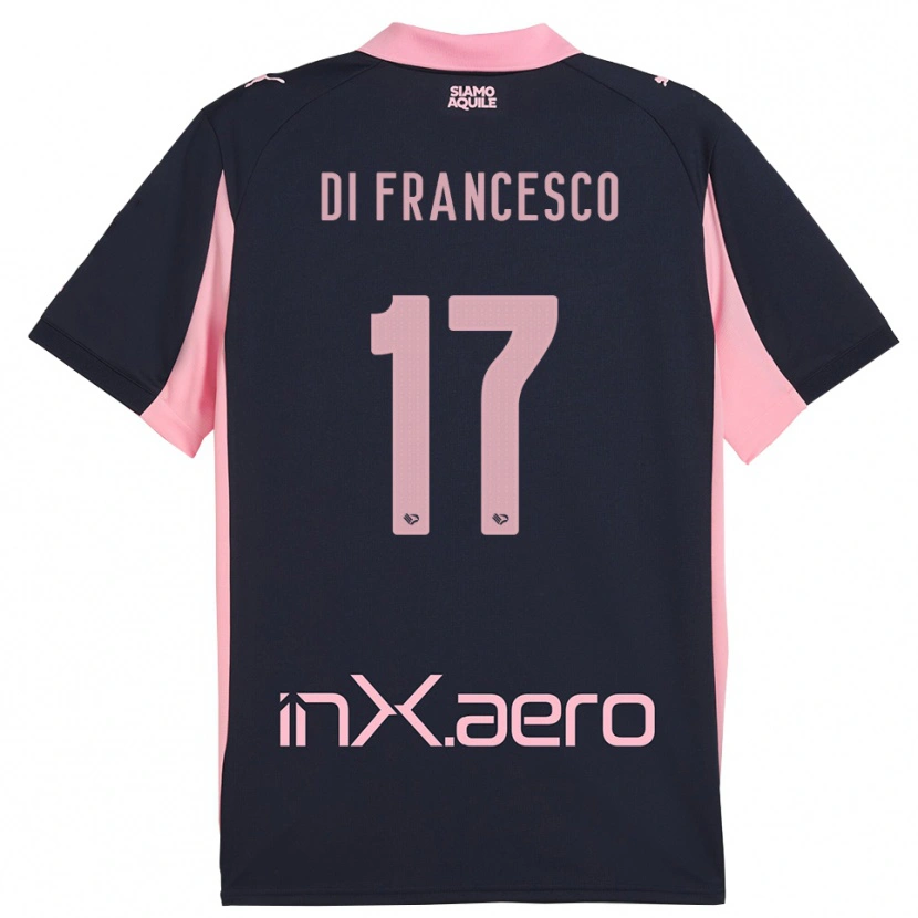 Danxen Enfant Maillot Federico Di Francesco #17 Marine Rose Tenues Extérieur 2025/26 T-Shirt