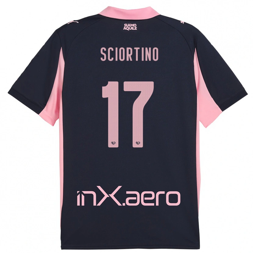 Danxen Enfant Maillot Riccardo Sciortino #17 Marine Rose Tenues Extérieur 2025/26 T-Shirt