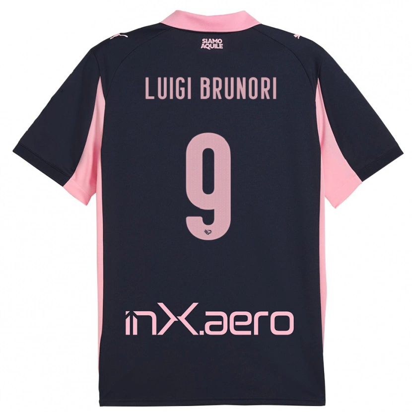 Danxen Enfant Maillot Matteo Luigi Brunori #9 Marine Rose Tenues Extérieur 2025/26 T-Shirt