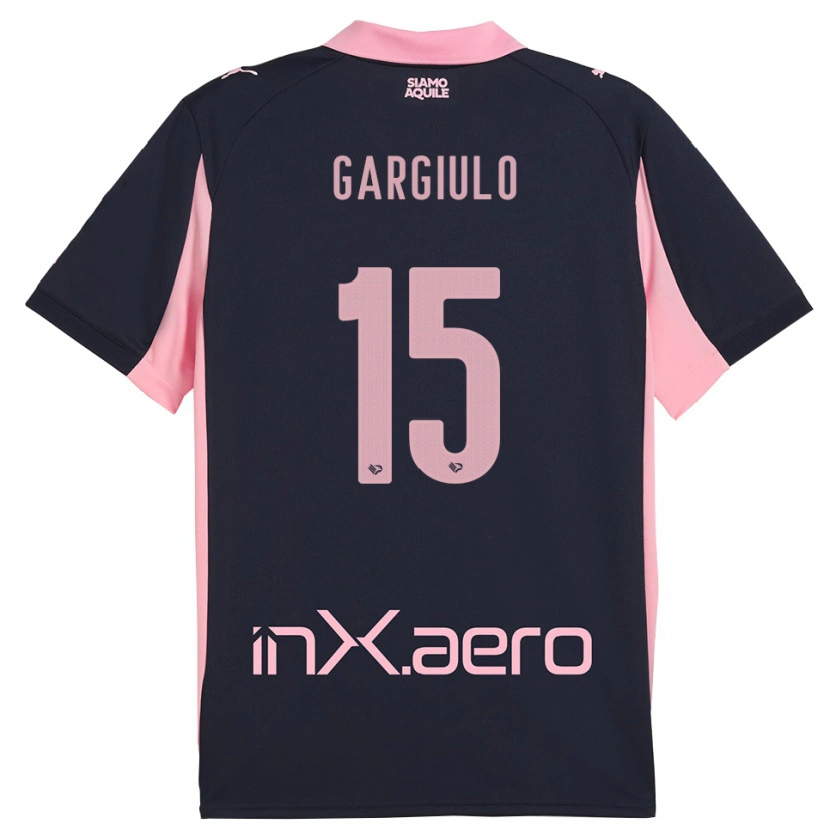 Danxen Enfant Maillot Francesco Gargiulo #15 Marine Rose Tenues Extérieur 2025/26 T-Shirt