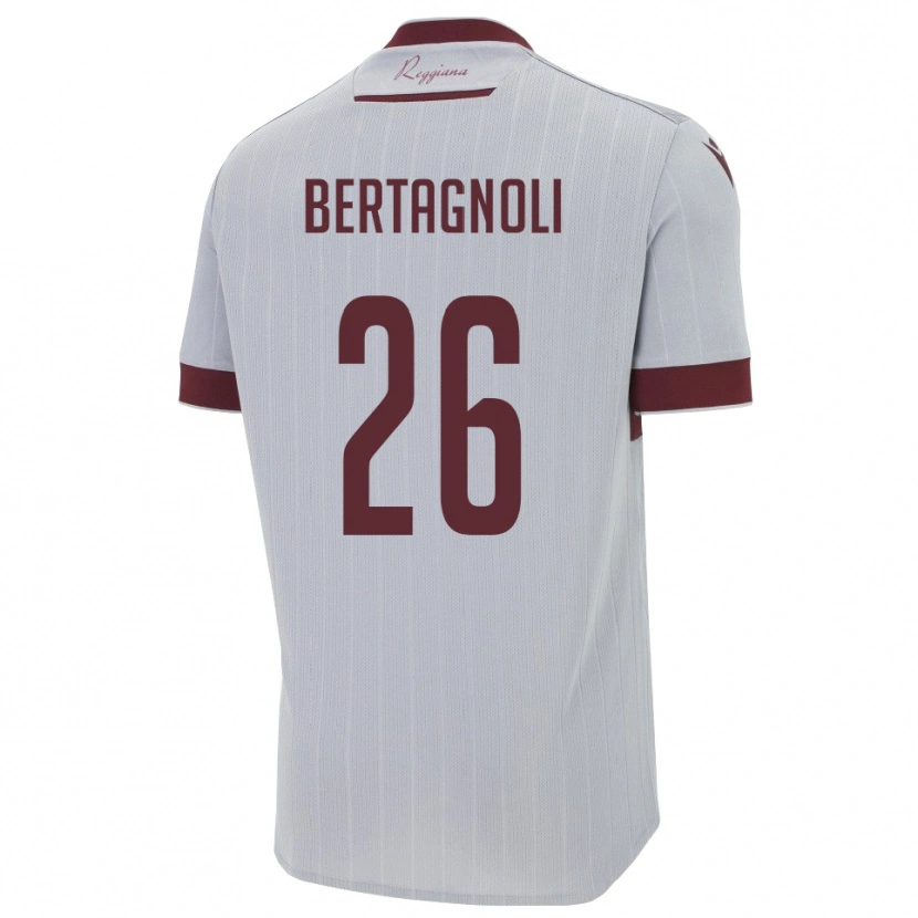 Danxen Enfant Maillot Massimo Bertagnoli #26 Bourgogne Blanc Tenues Extérieur 2025/26 T-Shirt