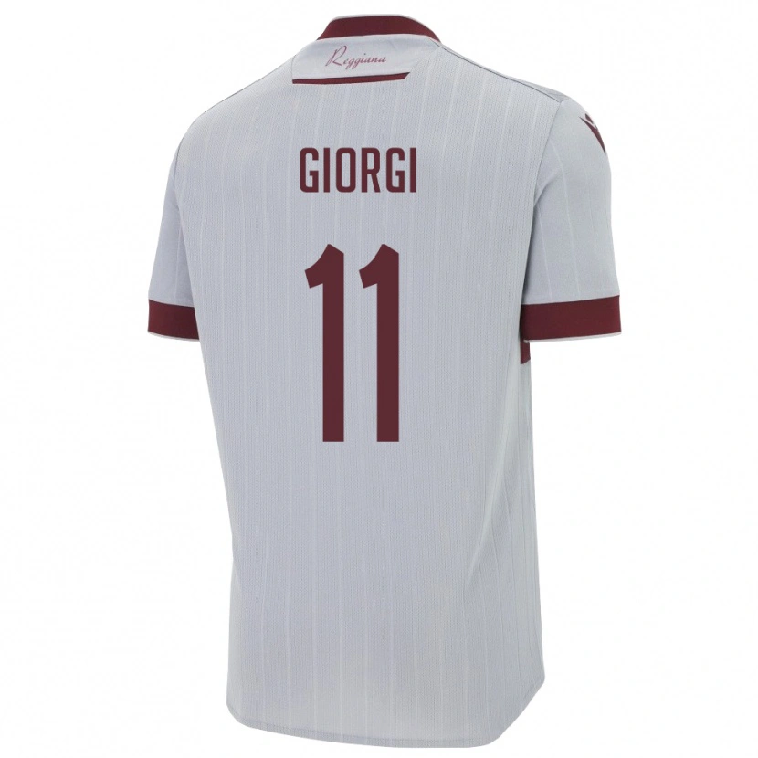 Danxen Enfant Maillot Davide Giorgi #11 Bourgogne Blanc Tenues Extérieur 2025/26 T-Shirt
